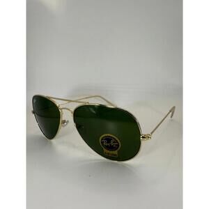 Ray-Ban Gold and Green Aviator Sunglasses